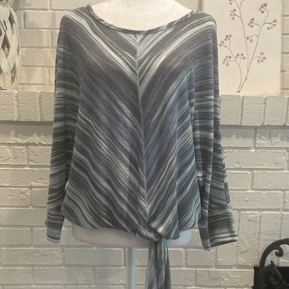 Style & Co. Striped V-Neck Tie-Hem Top